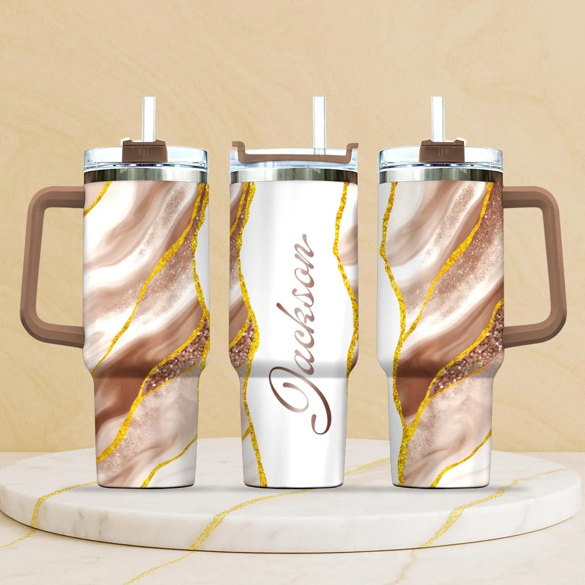 JACKSON 40oz Personalized Tumbler Cup with Straw | Custom Stainless Steel Mug 13K1-TB1