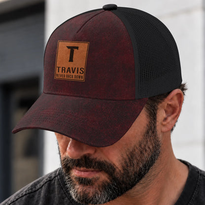 Never Back Down Burgundy And Black Mesh Cap TRAVIS 13K1 C208PF