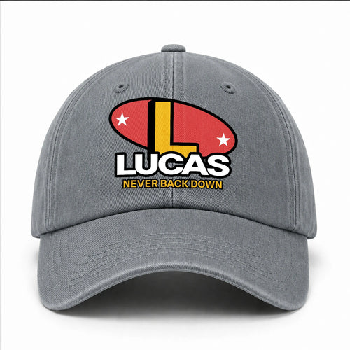 Never Back Down With Your Name And Initial Letter Washed Cap LUCAS 13K1 C82PF