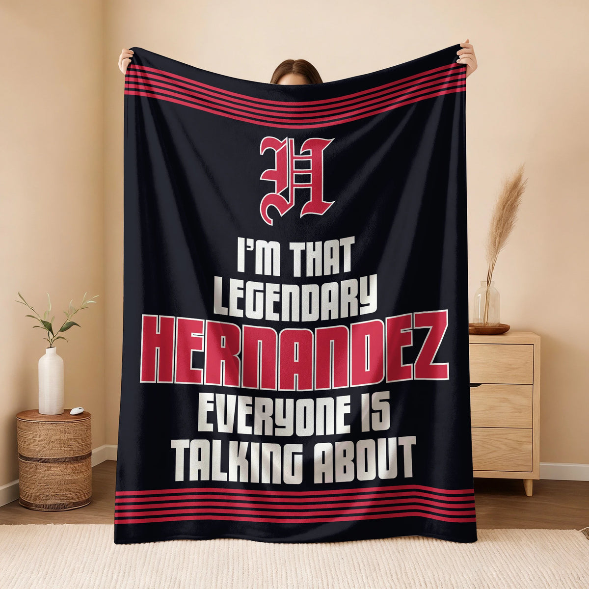 I'm That Legendary Name Dark Red Fleece Blanket HERNANDEZ 13K1 BK48