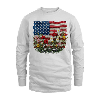 SERGIO 13K1-549 Personalize Name - Design American flag and flowers