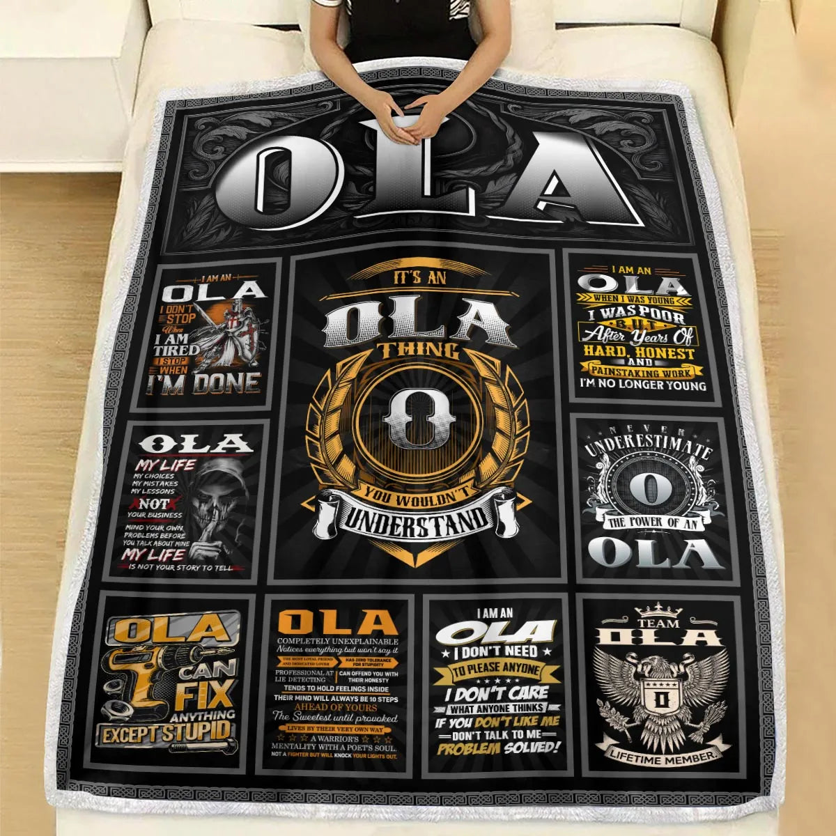 OLA Personalized Blanket | Custom Name Cozy Throw Gift 13K3-BK2