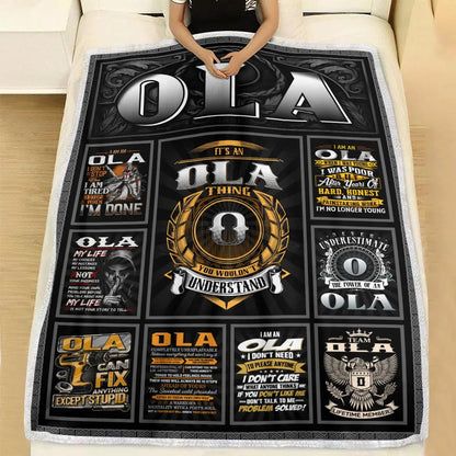 OLA Personalized Blanket | Custom Name Cozy Throw Gift 13K3-BK2