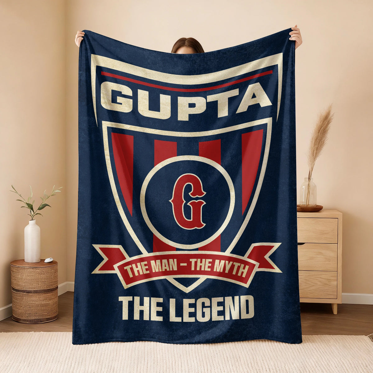 The Man The Myth The Legend Blue Burgundy Baseball Blanket GUPTA 13K1 BK18
