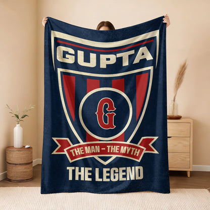 The Man The Myth The Legend Blue Burgundy Baseball Blanket GUPTA 13K1 BK18