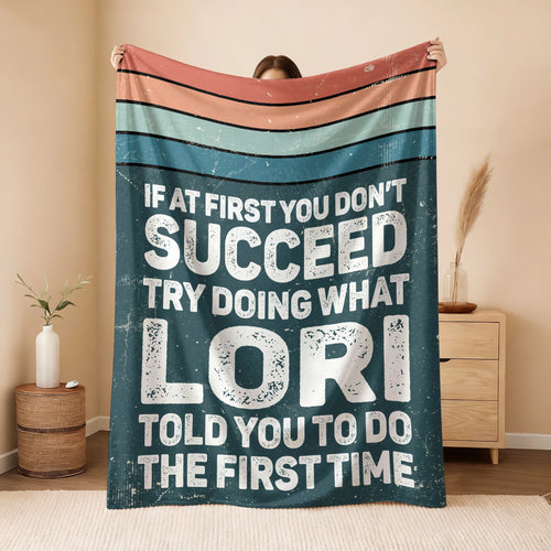 If At First You Don’t Succeed Retro Green Fleece Blanket LORI 13K1 BK29