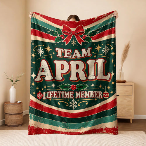 Team Your Name Lifetime Member Christmas Fleece Blanket APRIL 13K1 BK52