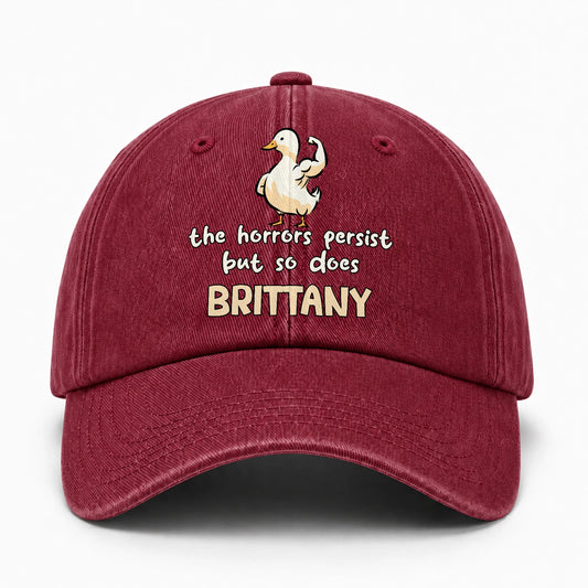 The Horrors Persist But So Does Your Name Funny Goose Burgundy Washed Cap BRITTANY 13K1 C126PF