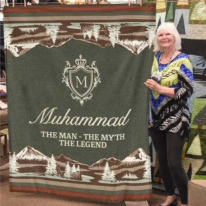 The Man The Myth The Legend Deer In Forest Brown Fleece Blanket MUHAMMAD 13K1 BK10