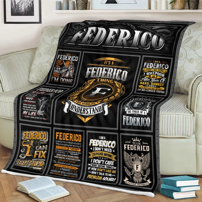 FEDERICO Personalized Blanket | Custom Name Cozy Throw Gift 13K3-BK2