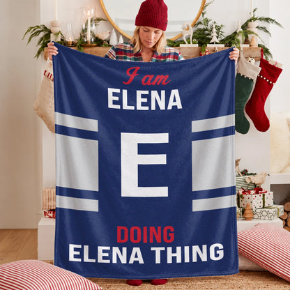 I'm Name Doing Name Things Navy Fleece Blanket ELENA 13K1 BK51