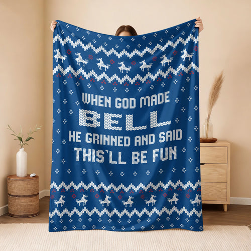 When God Made Your Name Navy Fleece Blanket BELL 13K1 BK32