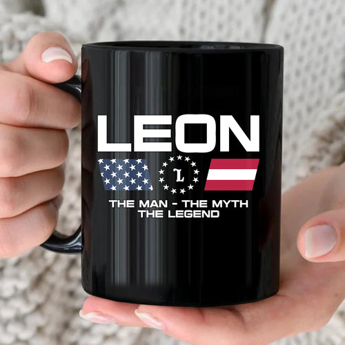 The Man The Myth The Legend Us Flag Mug LEON 13K1 MG23