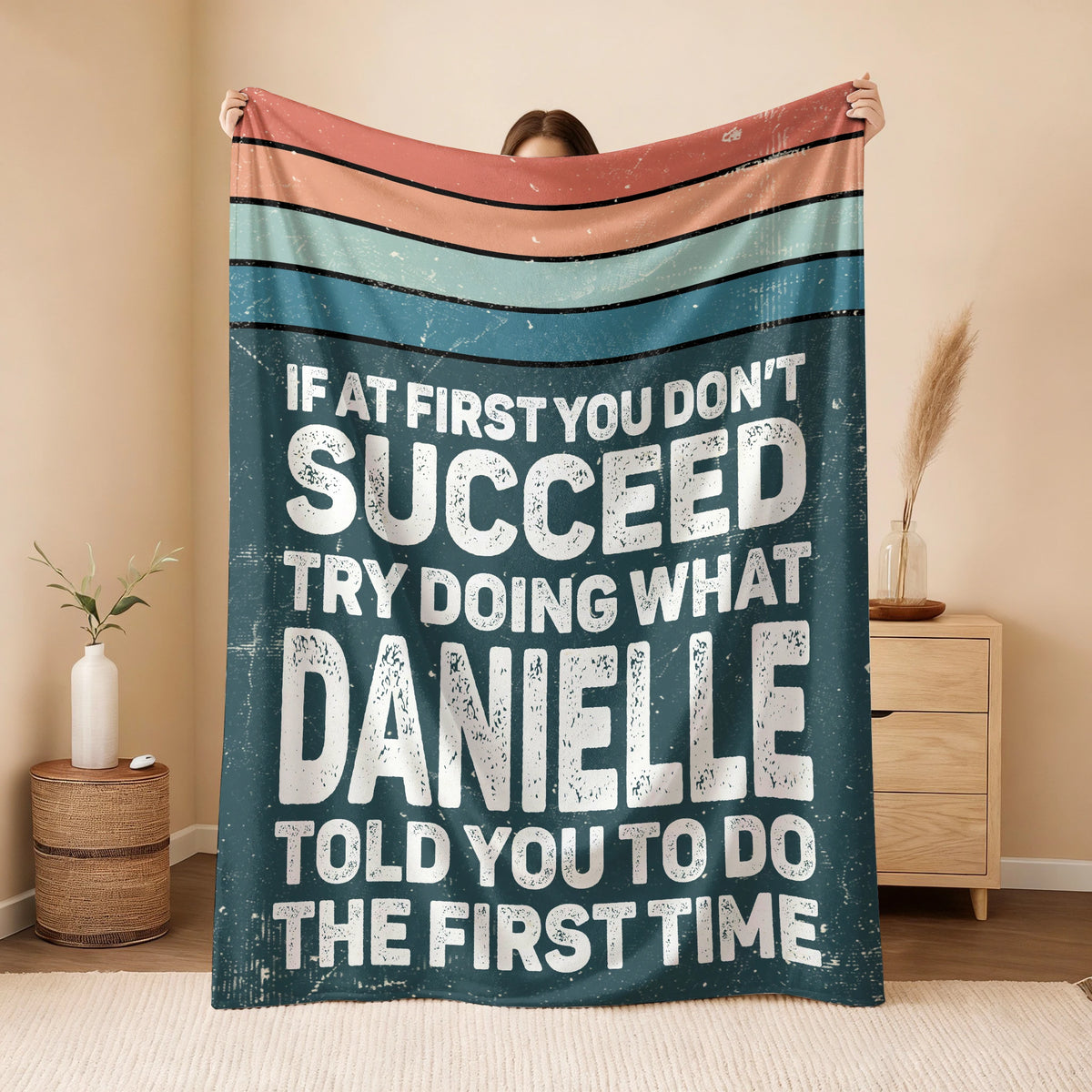 If At First You Don’t Succeed Retro Green Fleece Blanket DANIELLE 13K1 BK29