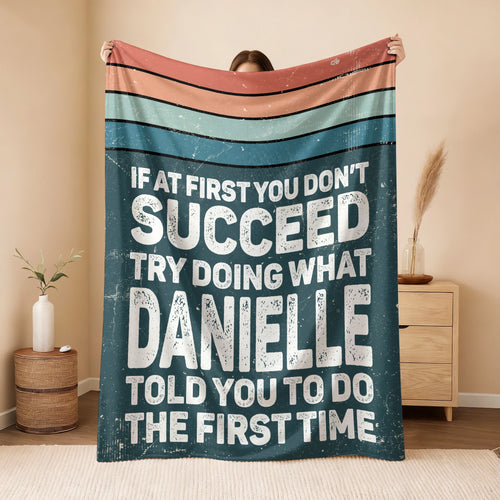 If At First You Don’t Succeed Retro Green Fleece Blanket DANIELLE 13K1 BK29
