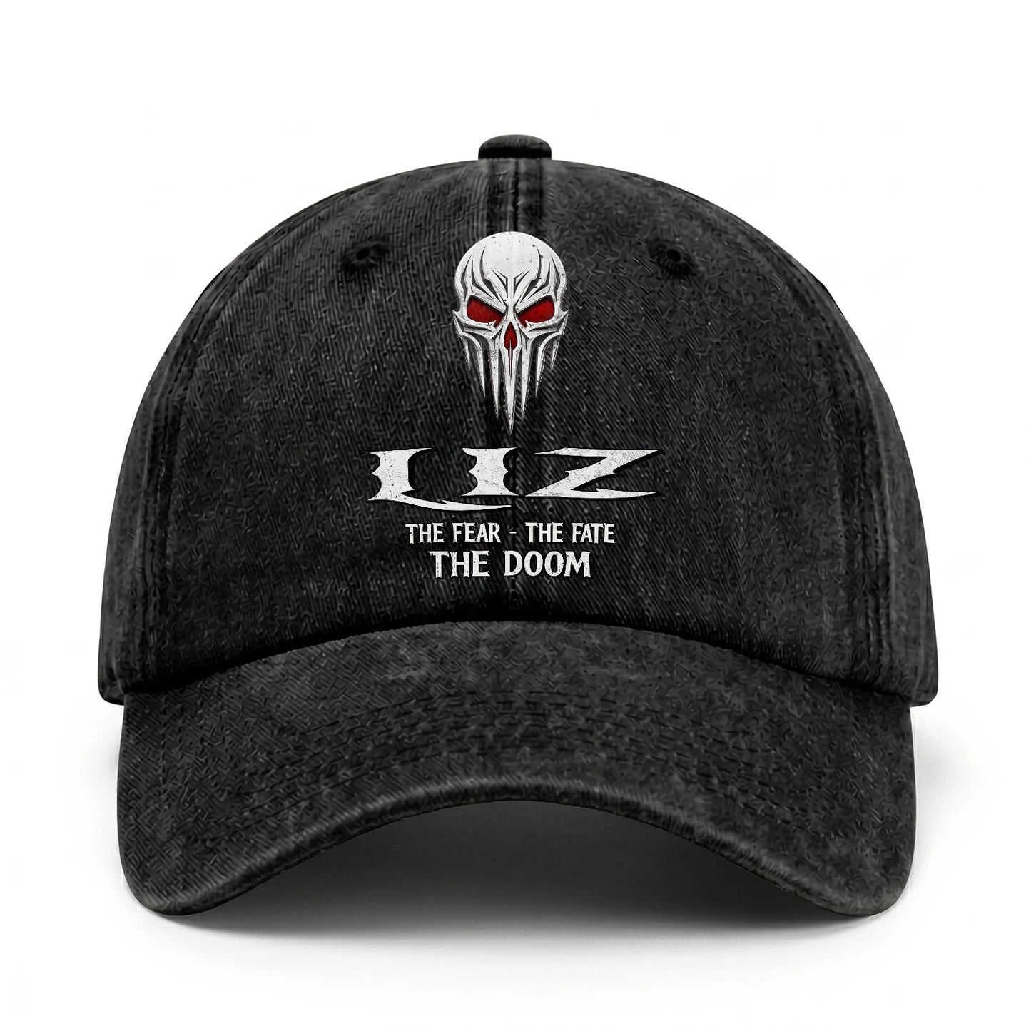 Your Name The Fear The Fate The Doom Skull Washed Cap LIZ 13K1 C98PF
