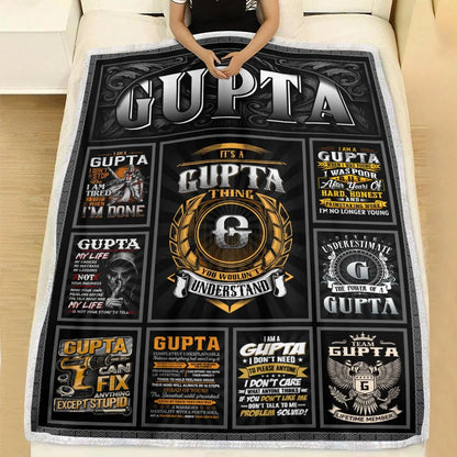 GUPTA Personalized Blanket | Custom Name Cozy Throw Gift 13K1-BK2