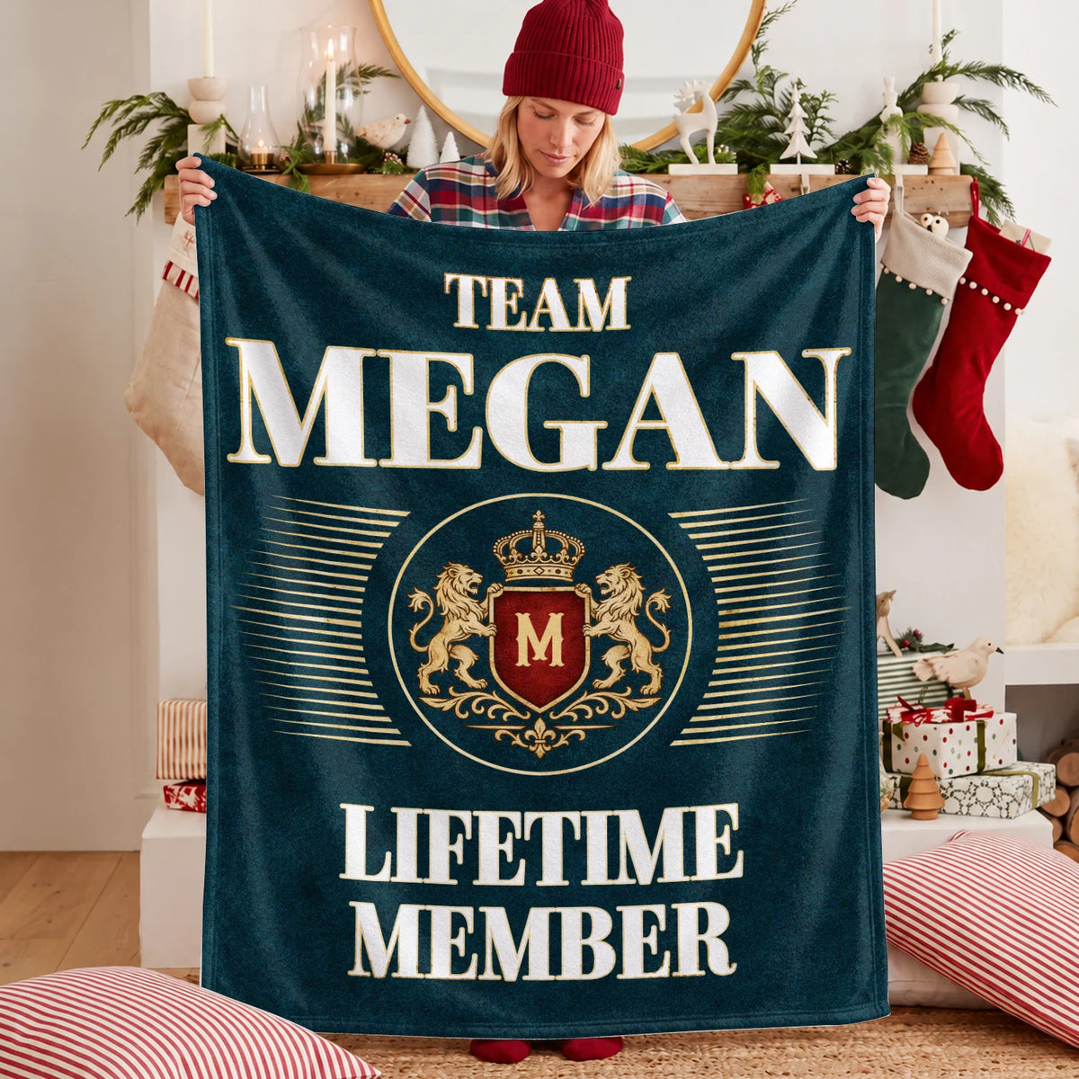Team Your Name Lifetime Member Sage Green Fleece Blanket MEGAN 13K1 BK42