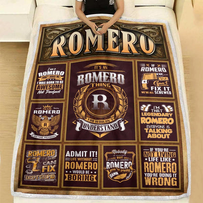 ROMERO Personalized Blanket | Custom Name Cozy Throw Gift 13K1-BK4
