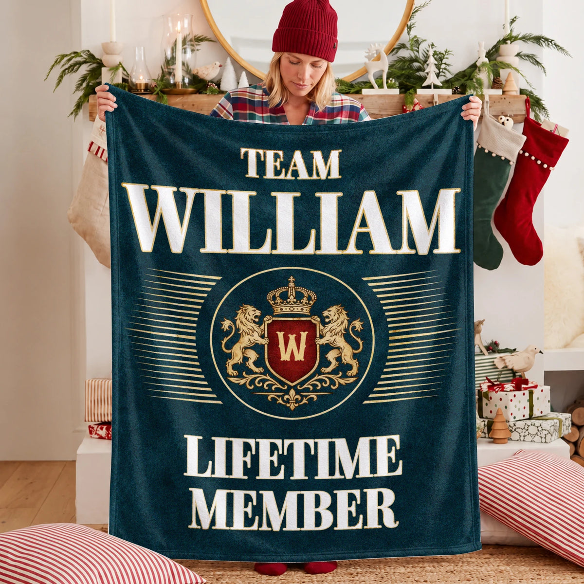 Team Your Name Lifetime Member Sage Green Fleece Blanket WILLIAM 13K1 BK42