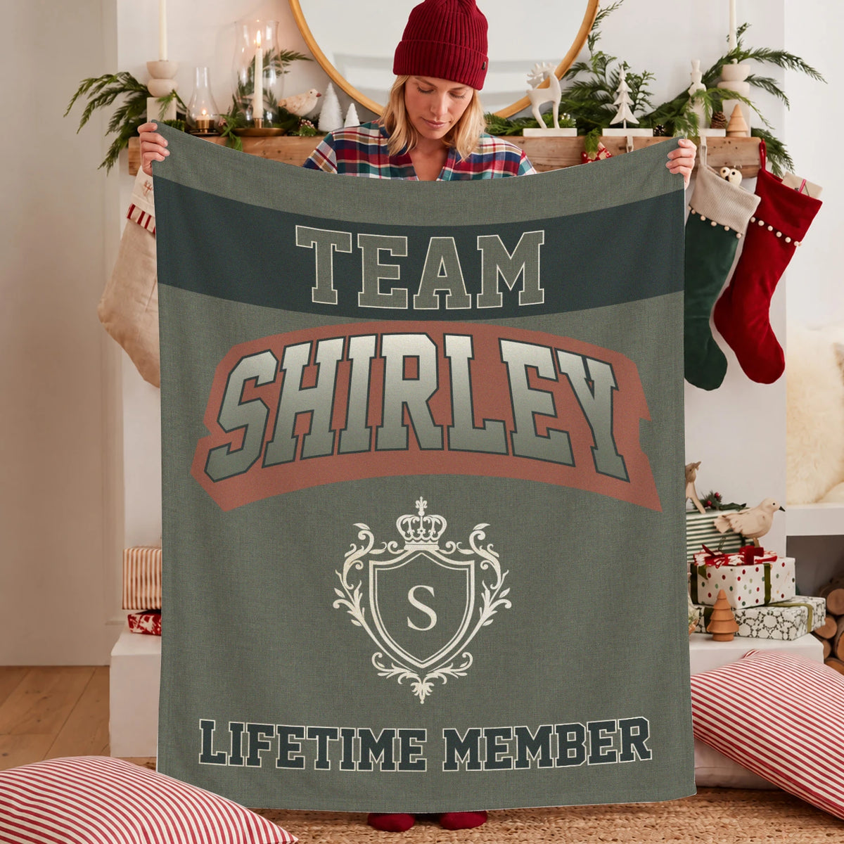 Team Your Name Lifetime Member Sage Green Fleece Blanket SHIRLEY 13K1 BK22