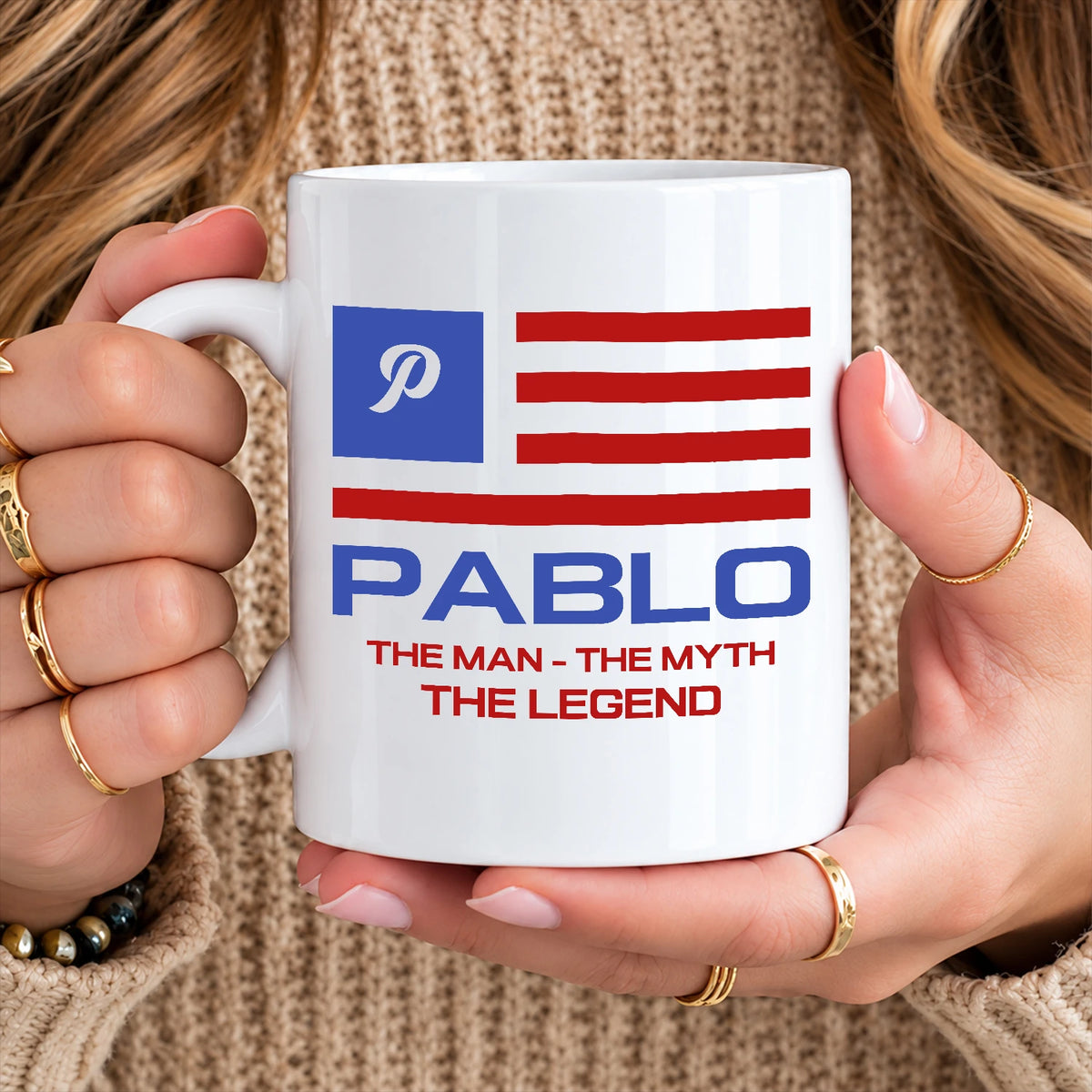 The Man The Myth The Legend American Flag Mug PABLO 13K1 MG18