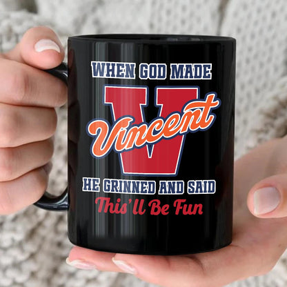 When God Made Your Name Personalized Baseball Mug VINCENT 13K1 MG07