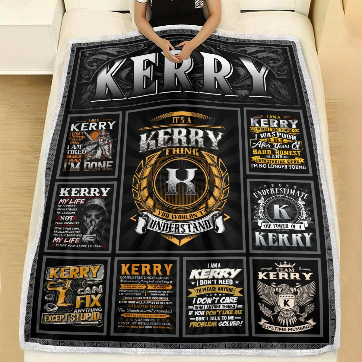 KERRY Personalized Blanket | Custom Name Cozy Throw Gift 13K2-BK2