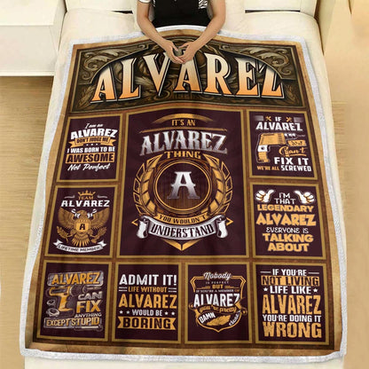 ALVAREZ Personalized Blanket | Custom Name Cozy Throw Gift 13K1-BK4