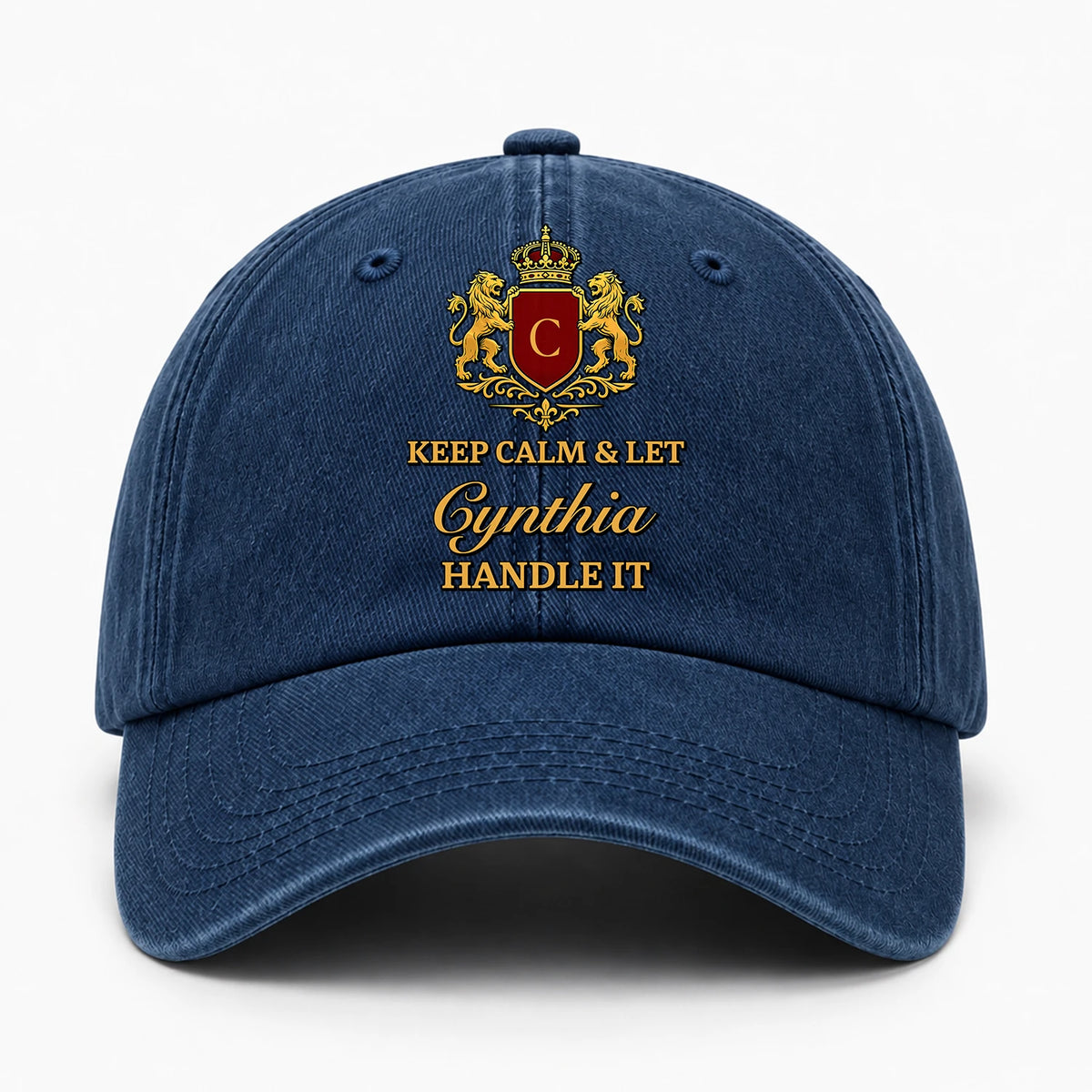 Keep Calm & Let Your Name Handle It Royal Blue Washed Cap CYNTHIA 13K1 C115PF