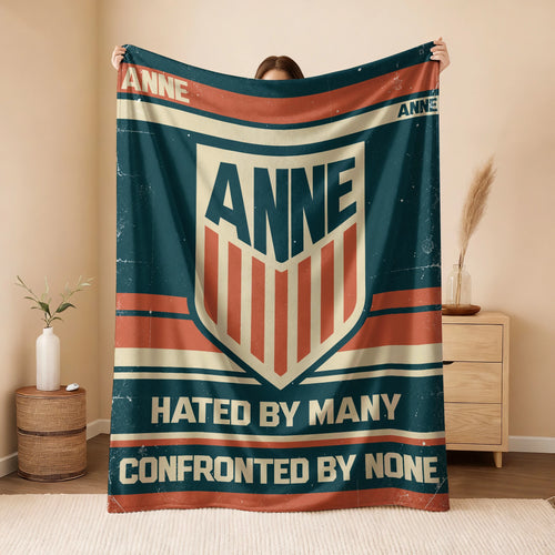 Hated By Many Confronted By None Retro Fleece Blanket ANNE 13K1 BK58
