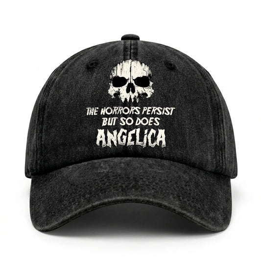 The Horrors Persist But So Does Your Name Cool Skull Washed Cap ANGELICA 13K1 C134PF