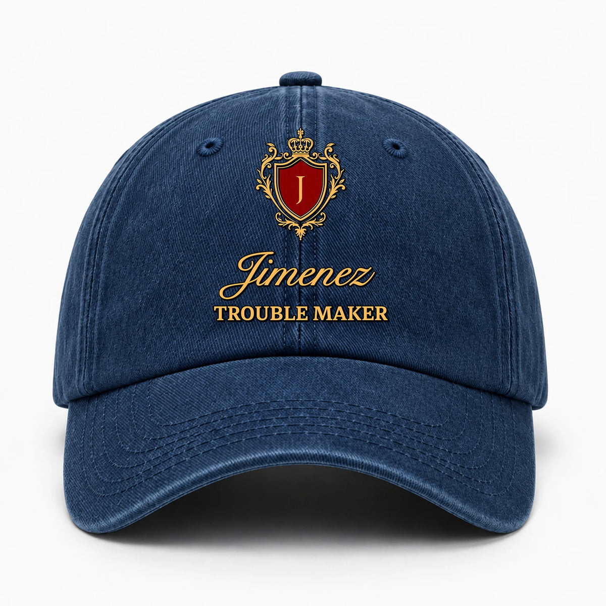 Your Name Trouble Maker Funny Blue Washed Cap JIMENEZ 13K1 C153PF