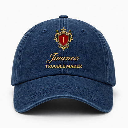 Your Name Trouble Maker Funny Blue Washed Cap JIMENEZ 13K1 C153PF
