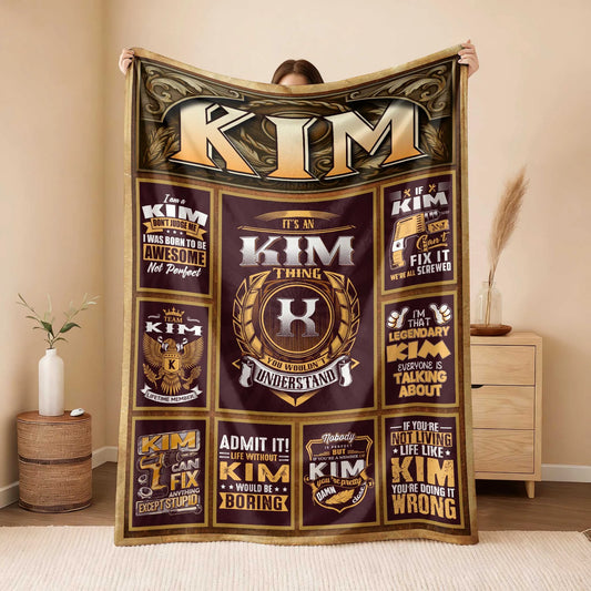 KIM Personalized Blanket | Custom Name Cozy Throw Gift 13K1-BK4