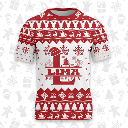 LIMA Personalized Christmas T-Shirt Pajama Set - Holiday Gift Outfit 13K1-CR2