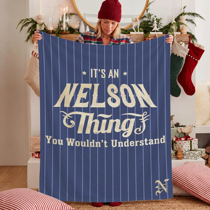 Your Name Thing Striped Blue Fleece Blanket NELSON 13K1 BK23