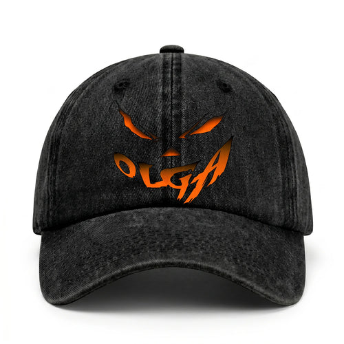 Your Name Jack O' Lantern Halloween Washed Cap OLGA 13K1 C100PF