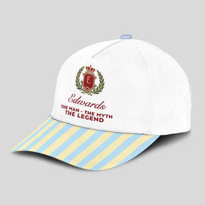 The Man The Myth The Legend Blue And Yellow Striped Beach Cap EDWARDS 13K1 C118PF