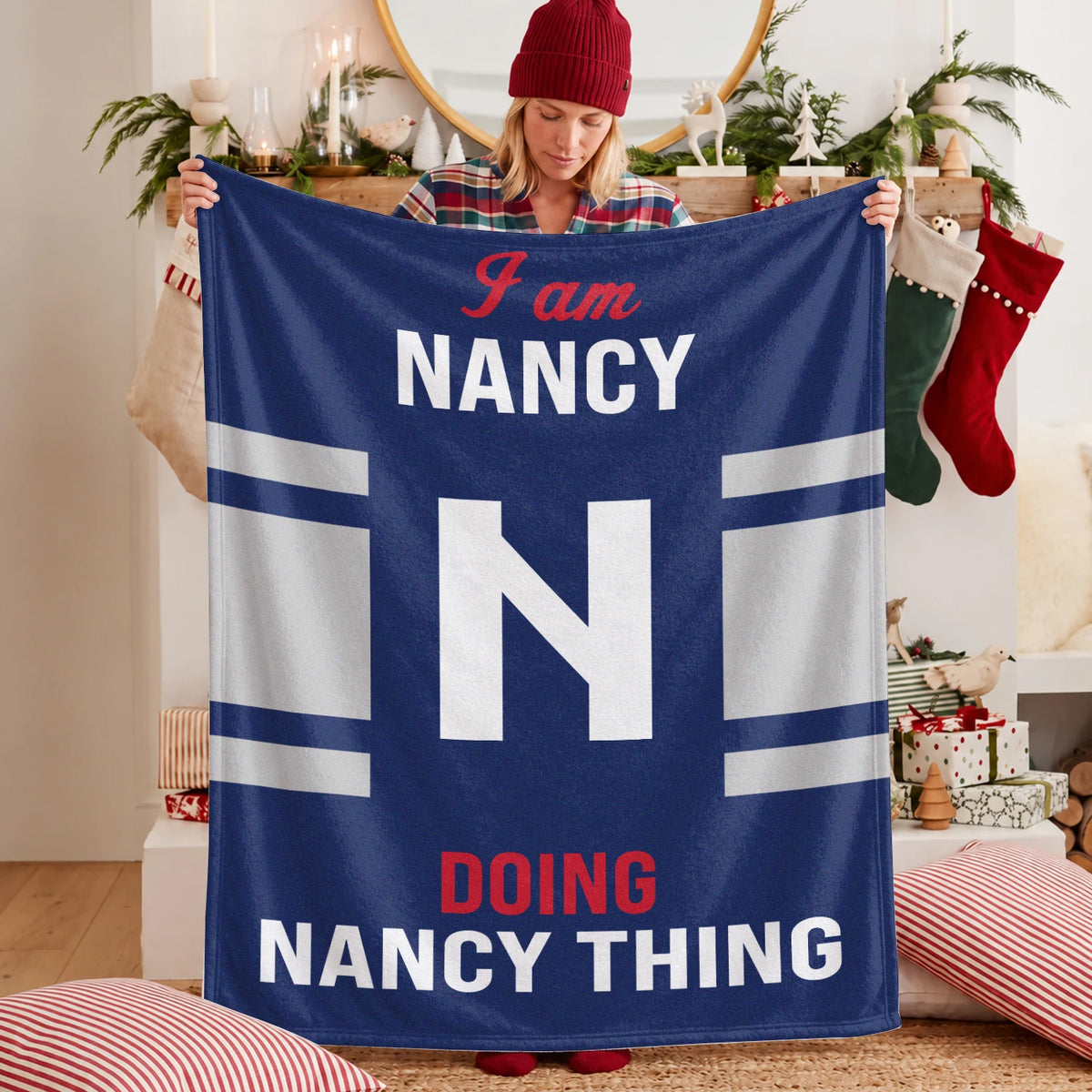 I'm Name Doing Name Things Navy Fleece Blanket NANCY 13K1 BK51