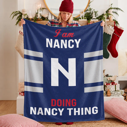 I'm Name Doing Name Things Navy Fleece Blanket NANCY 13K1 BK51