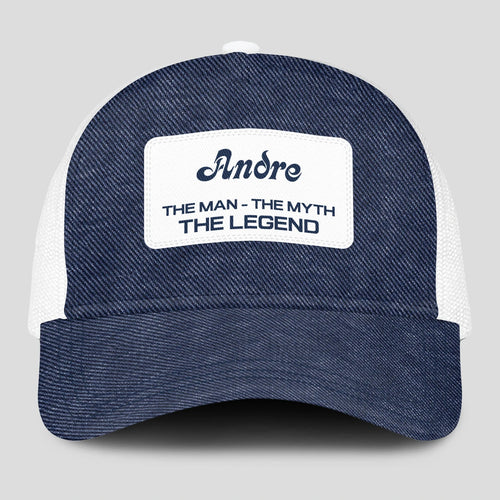 The Man The Myth The Legend Blue Denim Mesh Cap ANDRE 13K1 C194PF