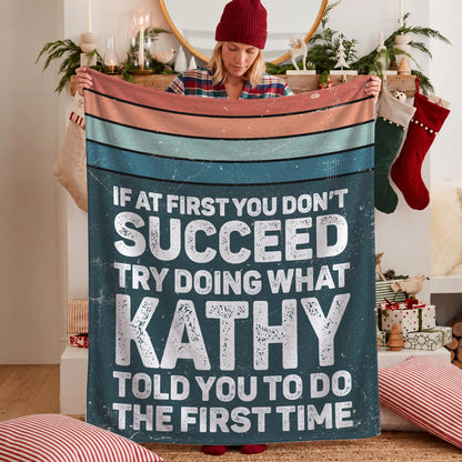 If At First You Don’t Succeed Retro Green Fleece Blanket KATHY 13K1 BK29