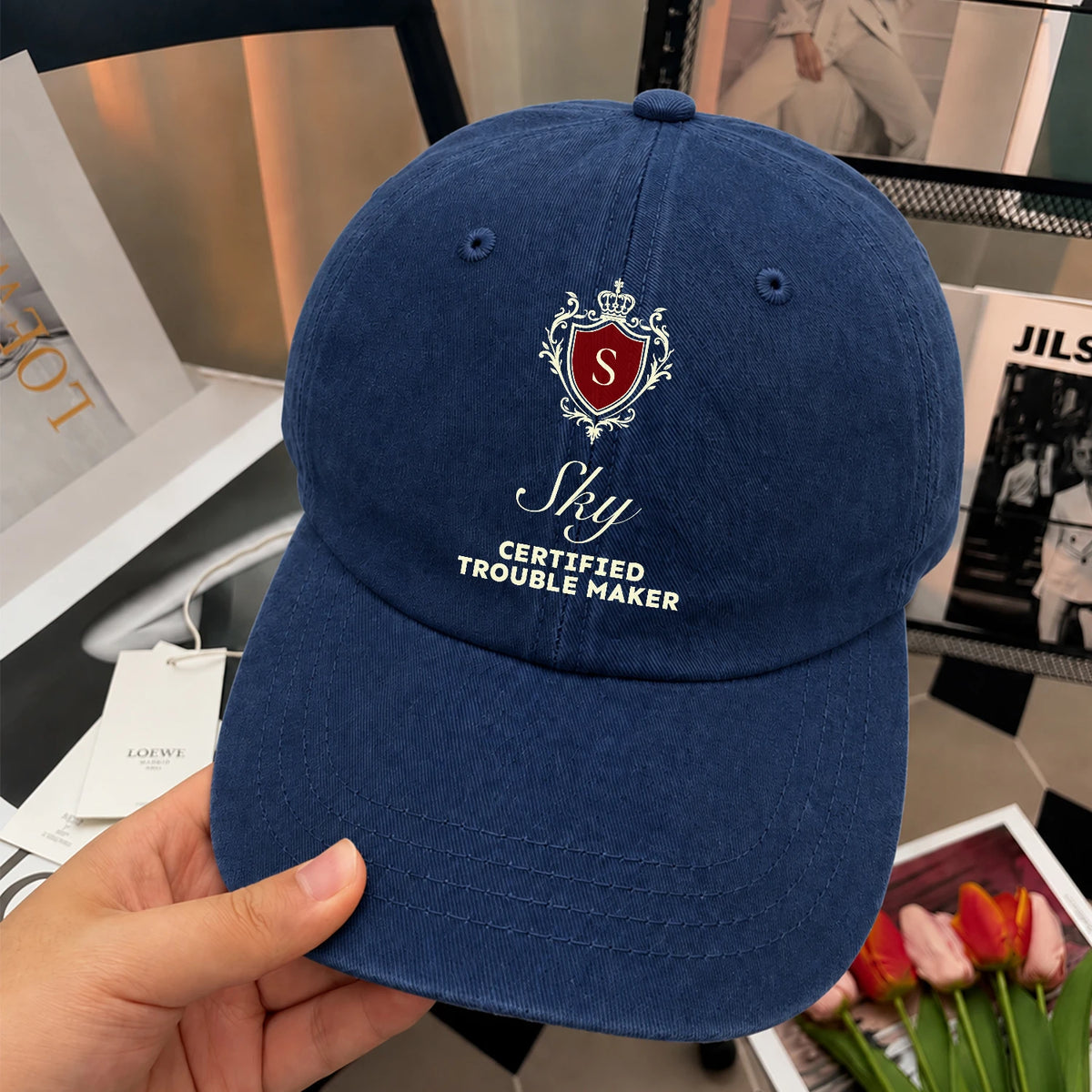Live Laugh Love Royal Blue Washed Cap SKY 13K1 C176PF