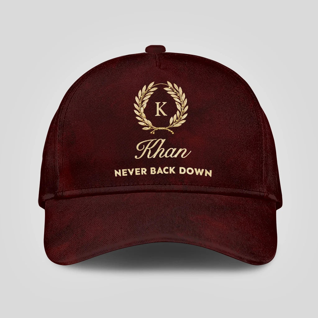 Never Back Down Golden Olive Burgundy Cap KHAN 13K1 C177PF