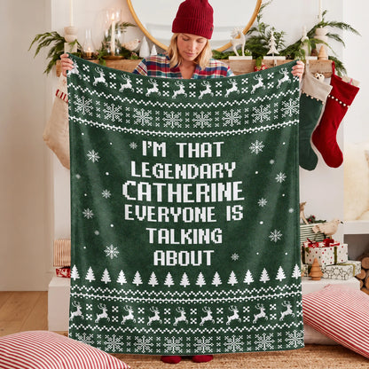 Legendary Your Name Funny Green Christmas Fleece Blanket CATHERINE 13K1 BK43
