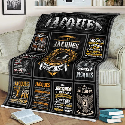 JACQUES Personalized Blanket | Custom Name Cozy Throw Gift 13K3-BK2
