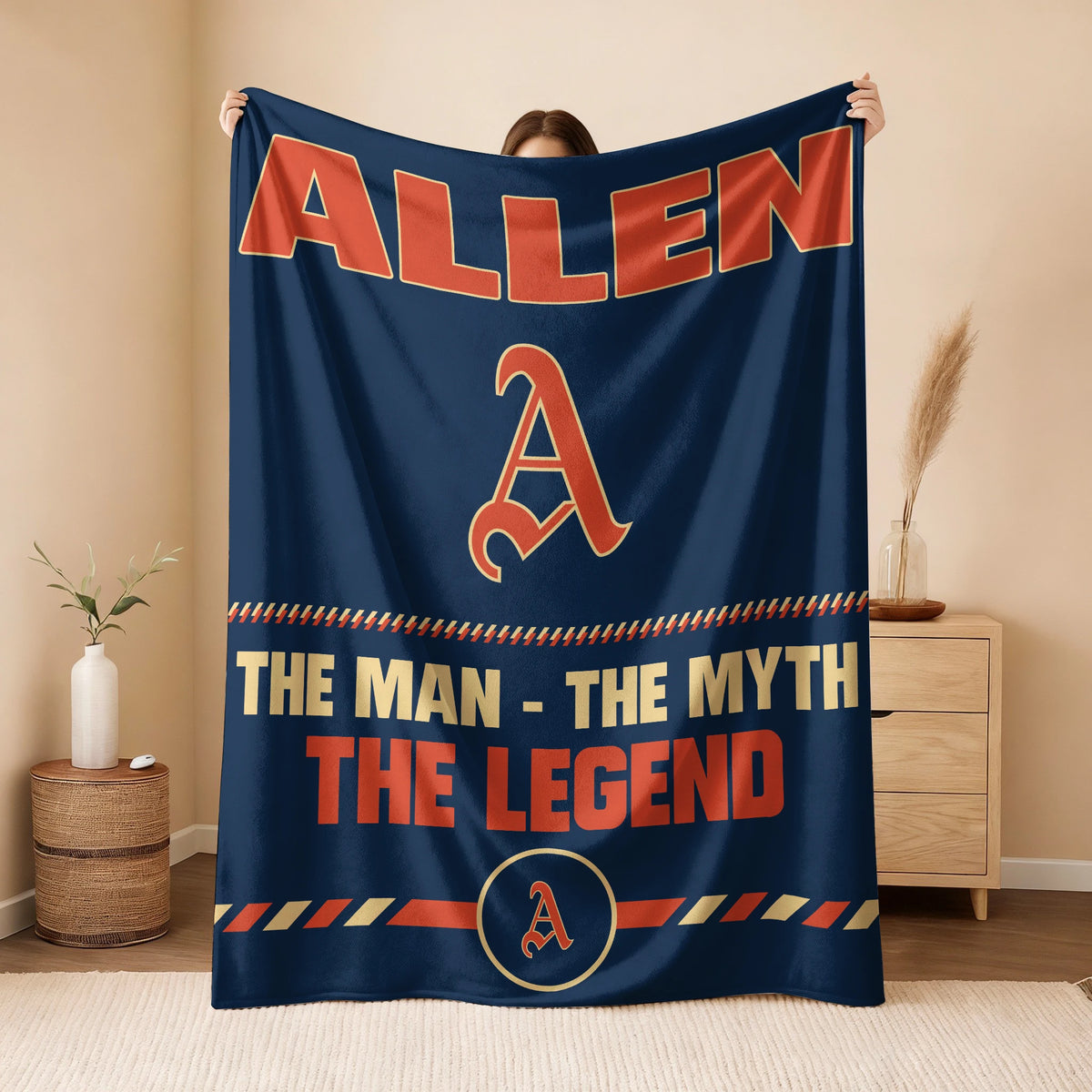 The Man The Myth The Legend Retro Fleece Blanket ALLEN 13K1 BK53