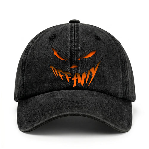 Stay Hungry Pumpkin Chasing Ghosts Funny Washed Cap TIFFANY 13K1 C101PF