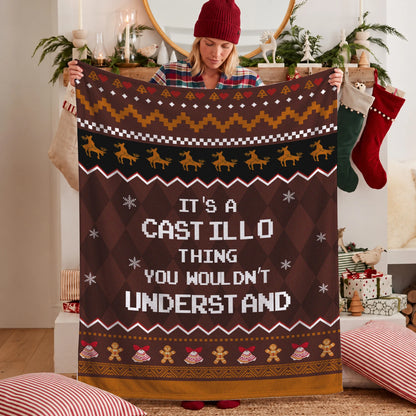 Your Name Thing Funny Deer Brown Christmas Fleece Blanket CASTILLO 13K1 BK27